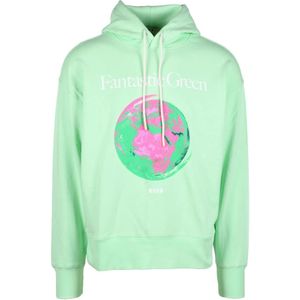 Msgm, Heren, Sweatshirts & Hoodies, Groen, Maat: XL Katoen,