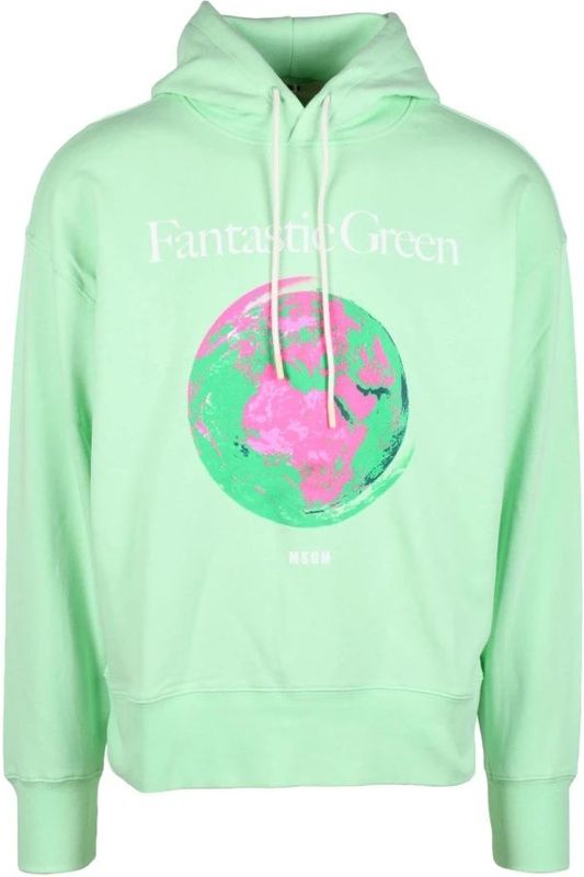 Msgm, Heren, Sweatshirts & Hoodies, Groen, Maat: XL Katoen,