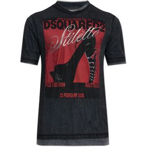 Dsquared2, Heren, Tops, Grijs, Maat: L Katoen,