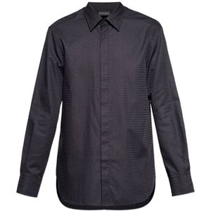 Emporio Armani, Heren, Overhemden, Zwart, Maat: XL