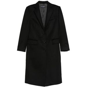 Dolce & Gabbana, Dames, Mantels, Zwart, Maat: S Wol,