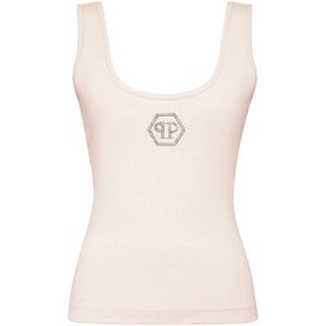 Philipp Plein, Dames, Tops, Beige, Maat: S Katoen,