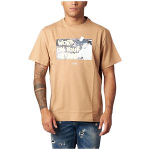 Throwback, Heren, Tops, Beige, Maat: M Katoen,