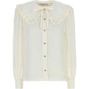 Alessandra Rich, Dames, Blouses & Shirts, Wit, Maat: S Zijde,