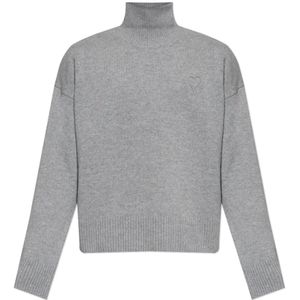 Ami Paris, unisex, Truien, Grijs, Maat: 2XS Wol,