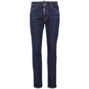Dsquared2 Blauwe Contraststiksel Jeans Klassiek Ontwerp , Blue , Heren , Maat: M