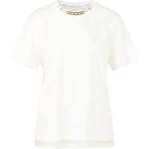 Marc Cain - Tops - Wit - T-shirt - Katoen - Elegant met Borduursel