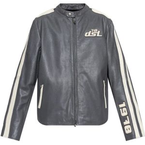 Diesel, Heren, Jassen, Grijs, Maat: M Leer,
