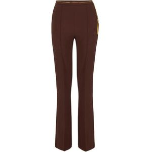 Elisabetta Franchi, Dames, Broeken, Bruin, Maat: XS Leer,