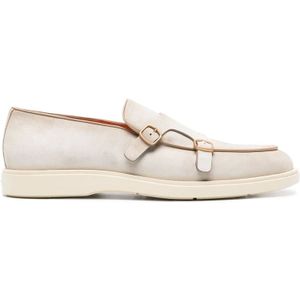 Santoni Klassieke Leren Loafers , Beige , Heren , Maat: 42 1/2 EU