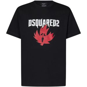 Dsquared2 Stijlvolle Heren T-Hemden & Polos Collectie , Black , Heren , Maat: 2XL