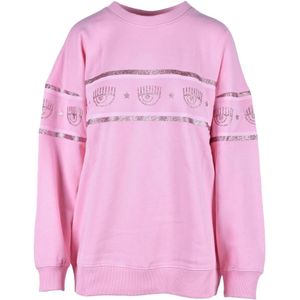 Chiara Ferragni Collection, Dames, Sweatshirts & Hoodies, Roze, Maat: 2XS Katoen,