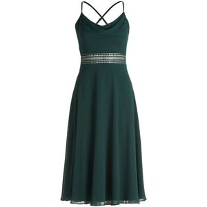 Vera Mont - Cocktailjurk - Donkergroen - Knielengte - Watervalhals
