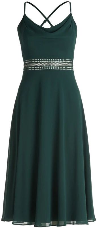 Vera Mont - Cocktailjurk - Donkergroen - Knielengte - Watervalhals