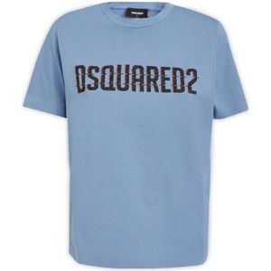 Dsquared2, Dames, Tops, Blauw, Maat: M Katoen,