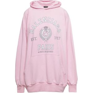 Balenciaga, Dames, Sweatshirts & Hoodies, Roze, Maat: S Katoen,