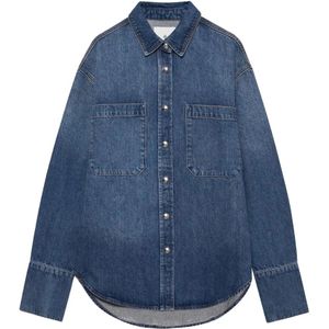 Anine Bing, Dames, Blouses & Shirts, Blauw, Maat: S Katoen,