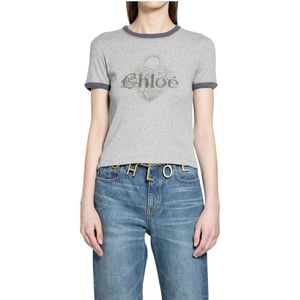 Chloé, Dames, Tops, Grijs, Maat: XS Katoen,