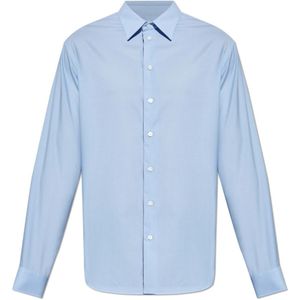 Emporio Armani, Heren, Overhemden, Blauw, Maat: M Katoen,