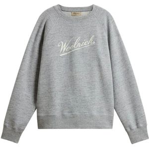 Woolrich, Dames, Sweatshirts & Hoodies, Grijs, Maat: L Wol,