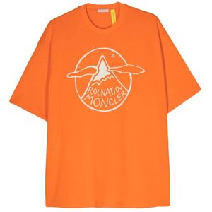 Moncler, Heren, Tops, Oranje, Maat: S Katoen,