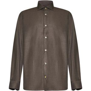 Franzese Collection, Heren, Overhemden, Bruin, Maat: M Wol,