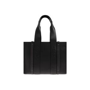 Chloé ‘Woody Large’ shopper tas , Black , Dames , Maat: ONE Size