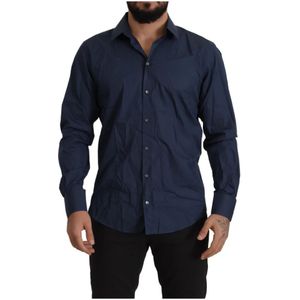 Dolce & Gabbana, Heren, Overhemden, Blauw, Maat: M Katoen,