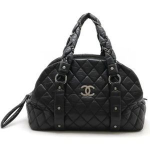 Chanel Vintage, Dames, Pre-owned, Zwart, Maat: ONE Size Leer,