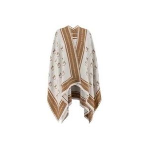 Pinko Love Birds Jacquard Cape Poncho , Brown , Dames , Maat: ONE Size