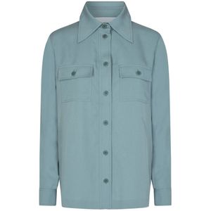 Remain Birger Christensen, Dames, Blouses & Shirts, Blauw, Maat: XS Katoen,