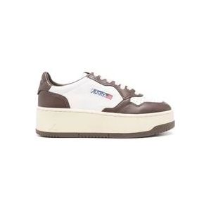 Autry Witte Leren Platform Sneakers , Brown , Dames , Maat: 41 EU