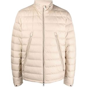 Moncler, Heren, Jassen, Beige, Maat: 3XL Leer,