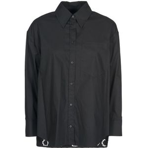 Dondup, Dames, Blouses & Shirts, Zwart, Maat: 2XS Katoen,