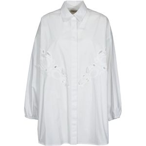 Dondup, Dames, Blouses & Shirts, Wit, Maat: 2XS Katoen,