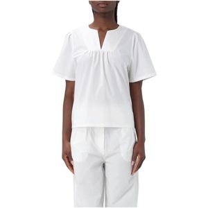 Woolrich, Dames, Blouses & Shirts, Wit, Maat: S Katoen,