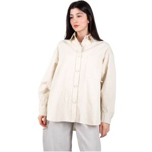 Roberto Collina, Dames, Blouses & Shirts, Beige, Maat: XS Katoen,