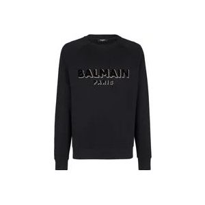 Balmain Metallic flock sweatshirt , Black , Heren , Maat: XL