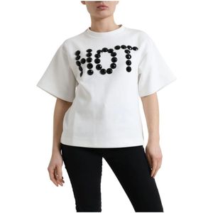 Dolce & Gabbana - Kristal Hot T-shirt - Wit - Korte Mouwen - Dames