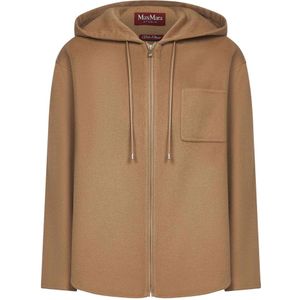 Max Mara Studio, Dames, Sweatshirts & Hoodies, Bruin, Maat: 2XS Zijde,