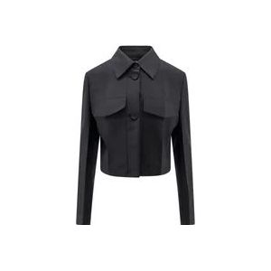 Fendi Zwarte Crop Shirt Puntkraag , Black , Dames , Maat: S