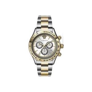 Versace Klassieke Chrono Herenhorloge Chronograaf Zilver Goud Staal Zilver Wijzerplaat , Yellow , Heren , Maat: ONE Size