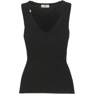 Elisabetta Franchi, Dames, Tops, Zwart, Maat: L Viscose,