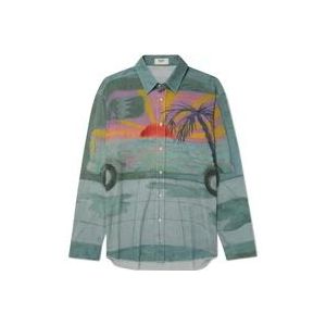 Celine Groene Tyson Reeder Print Overhemd , Multicolor , Heren , Maat: L