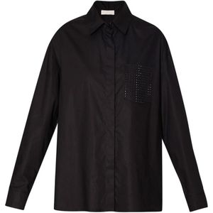 Liu Jo, Dames, Blouses & Shirts, Zwart, Maat: 2XS Katoen,
