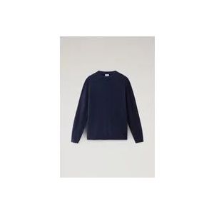 Woolrich Klassieke Merino Woltrui , Blue , Heren , Maat: L