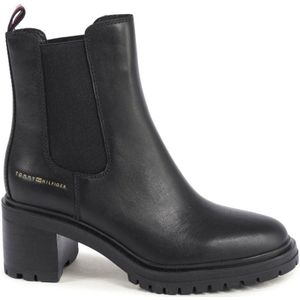 Tommy Hilfiger - Chelsea Laarzen - Zwart - Dames - Leer