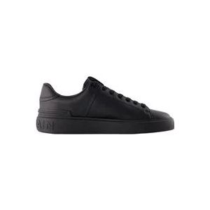 Balmain Zwarte Leren Court Sneakers , Black , Heren , Maat: 41 EU