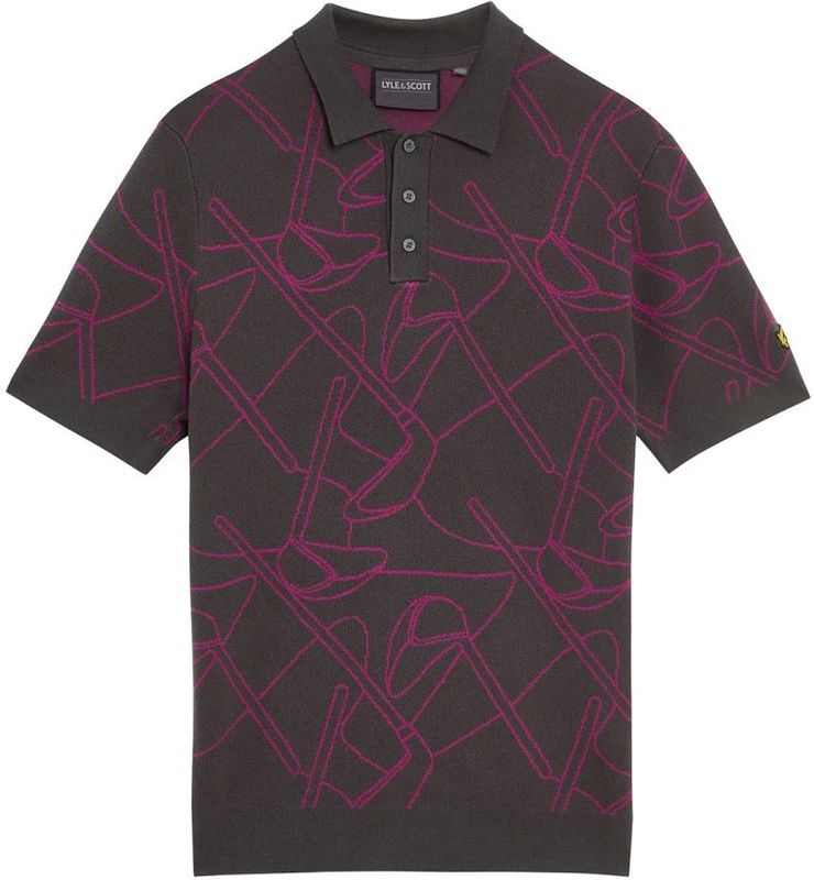 Lyle & Scott - Golf Outline - Gebreide Poloshirt - Paars