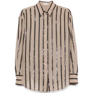 Brunello Cucinelli, Dames, Blouses & Shirts, Beige, Maat: S